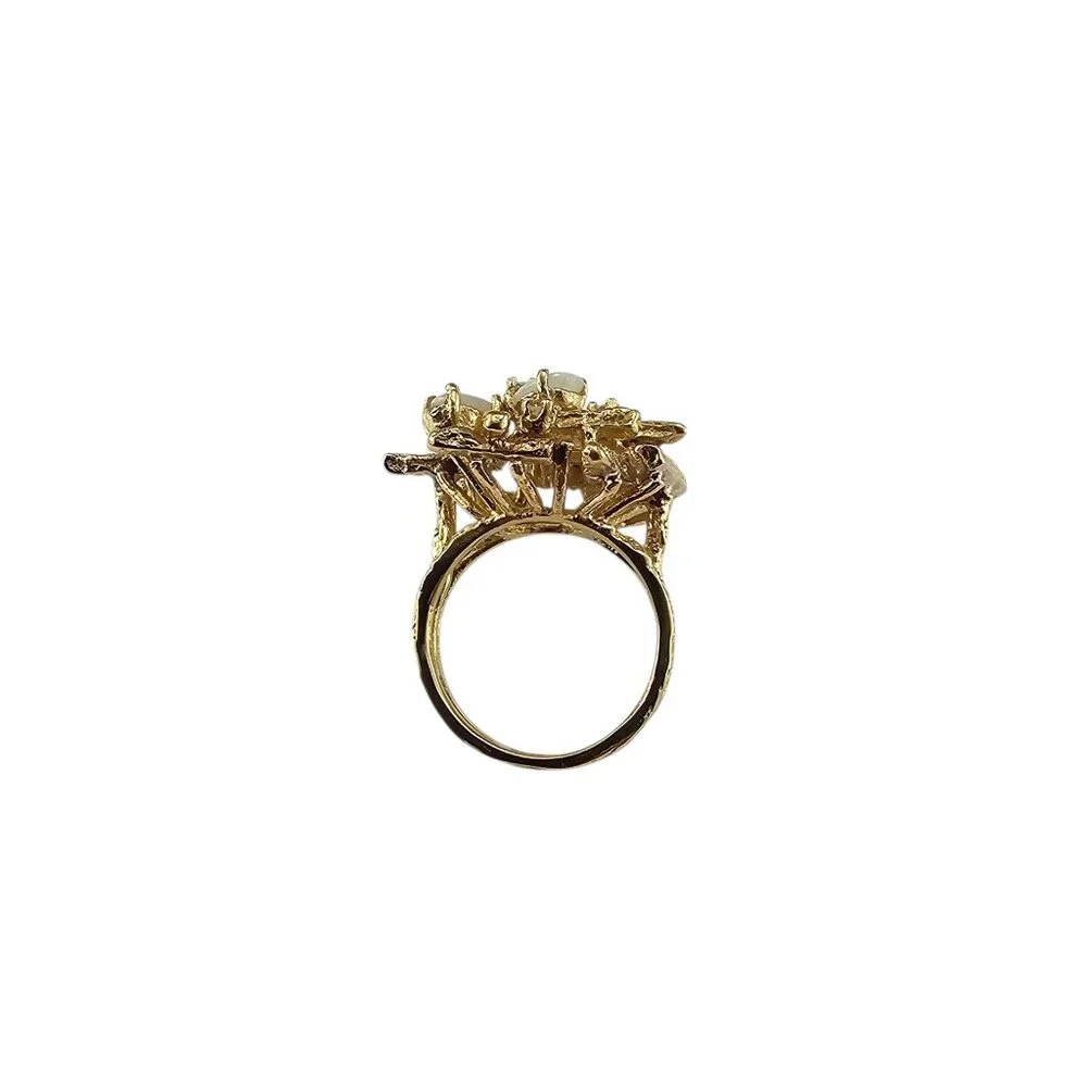 18K Yellow Gold Opal and Diamond Ring Size 5.5 #23551 - Picture 5 of 8